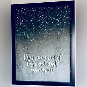 Motivational wall art Every Moment of Light and Dark is a Miracle Black White